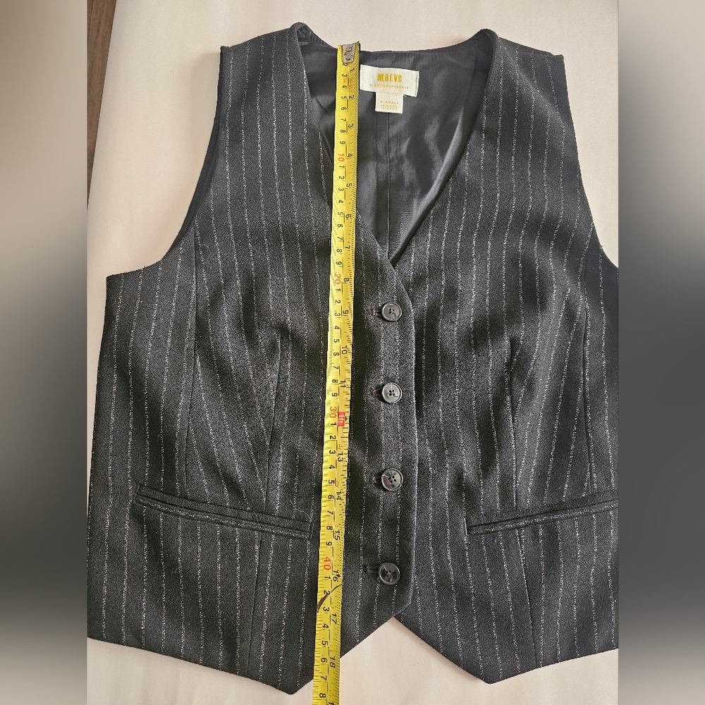 Mave Metallic Striped Vest Blk Slvr XS Excellent Condition Anthropologie - Picture 10 of 11